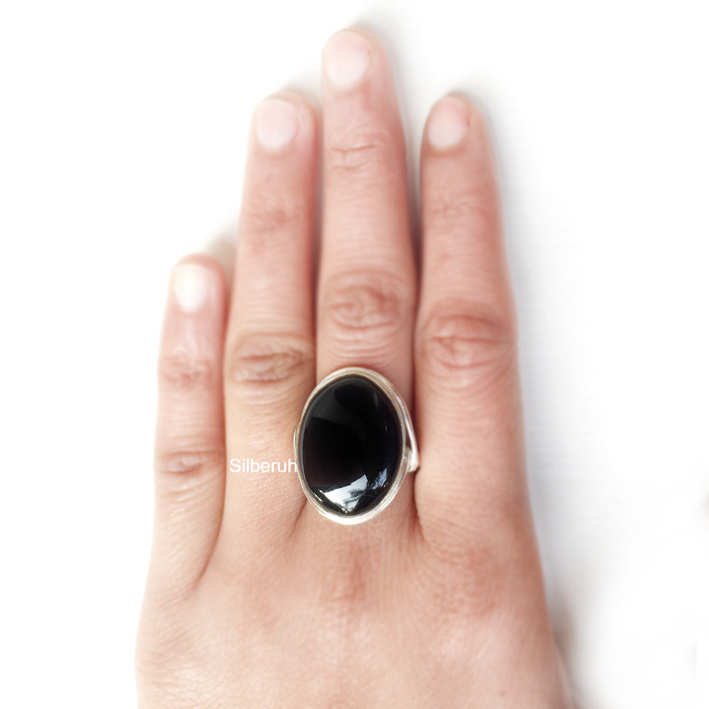 Silver ring on sale black onyx