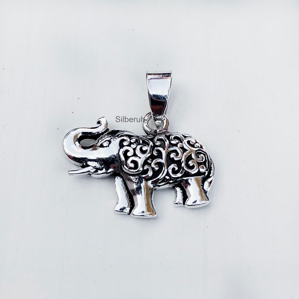 Silver elephant deals pendant necklace