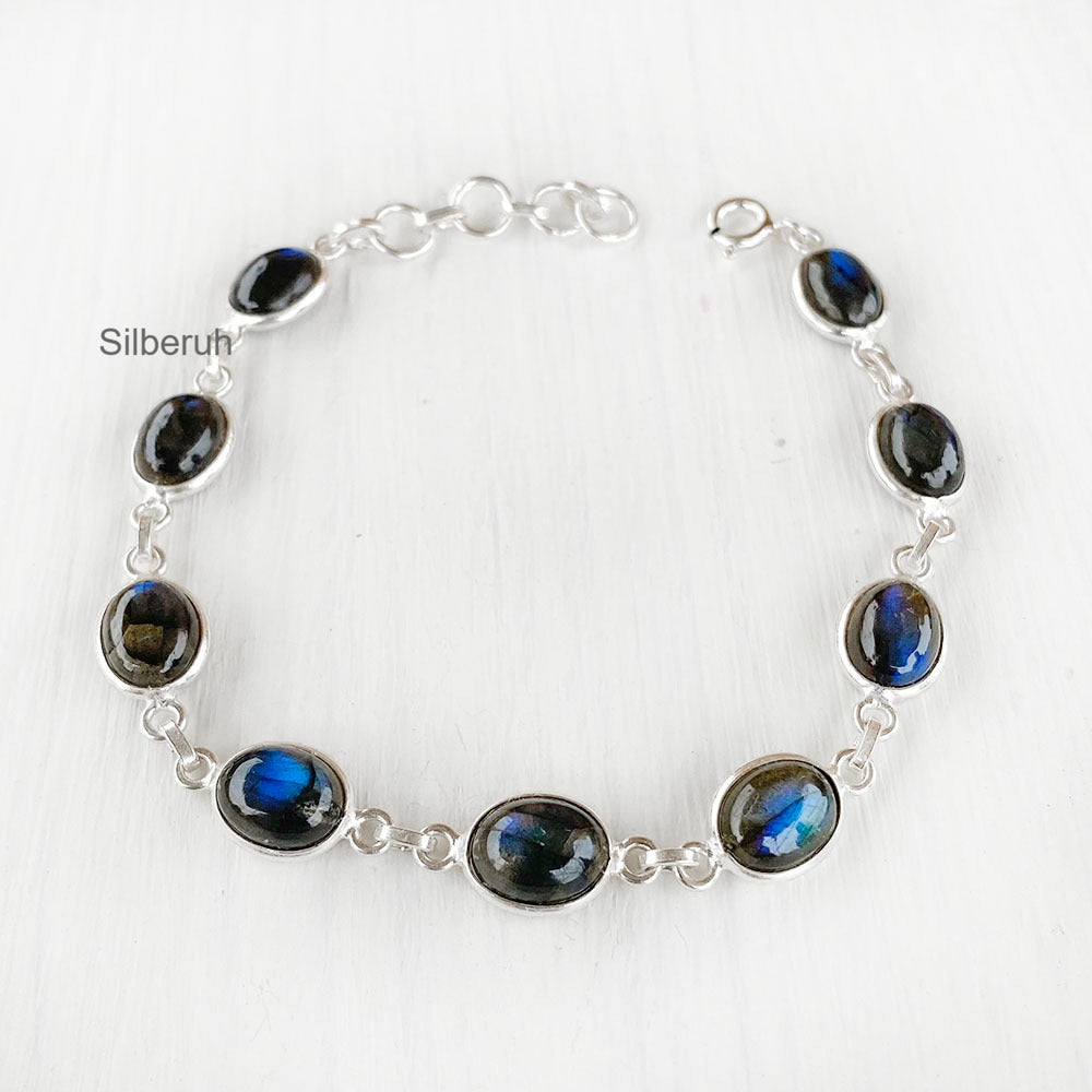 Genuine Labradorite Bracelet, Labradorite Bracelet, Unique Bracelet, For Her, Solid 925 Silver Bracelet, Handmade Healing Bracelet, store L70103