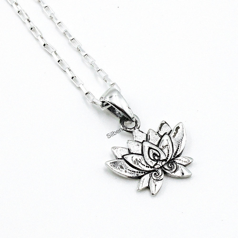 Silver lotus online pendant