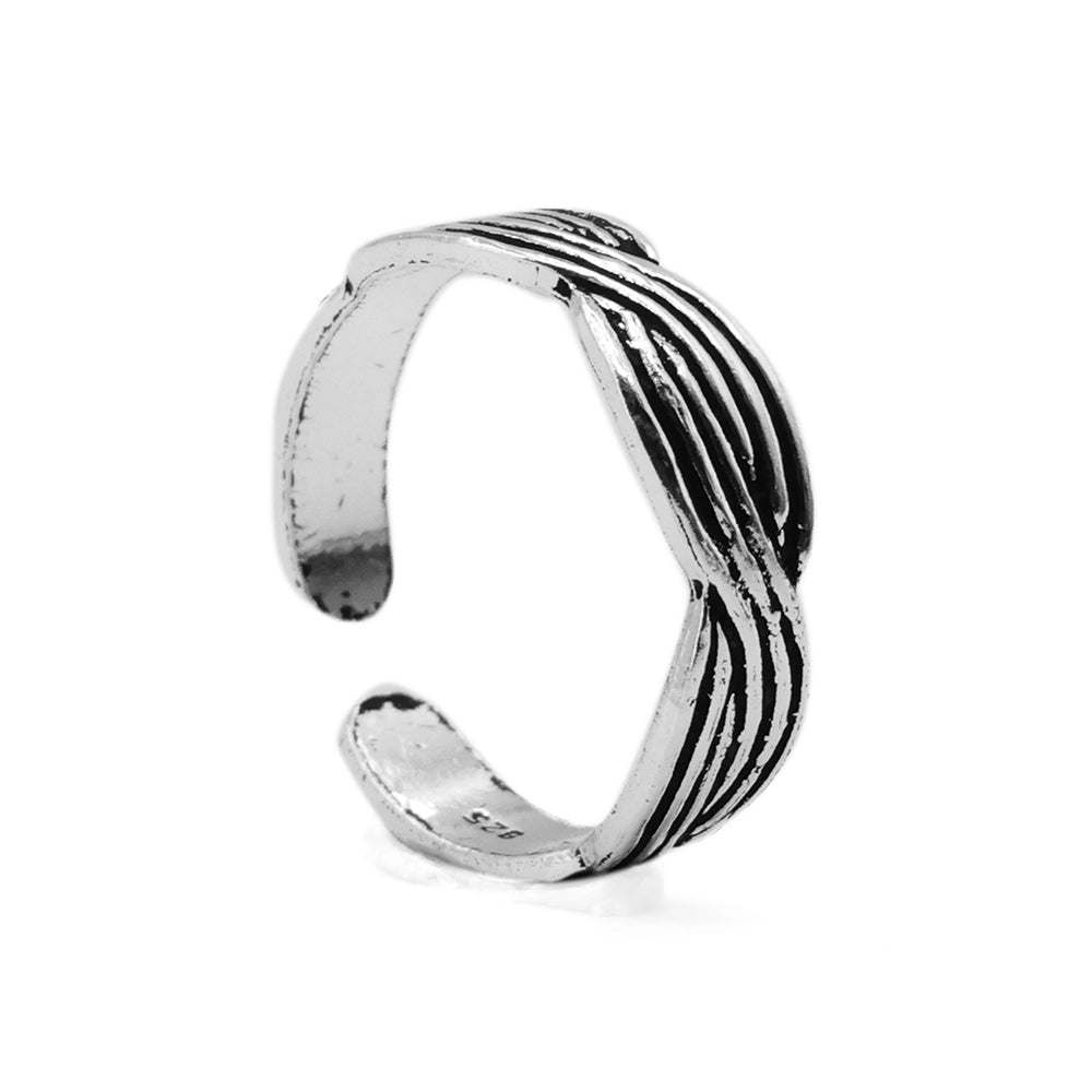 Buy Praavy 925 Oxidised Silver Triangle Adjustable Toe Ring Online