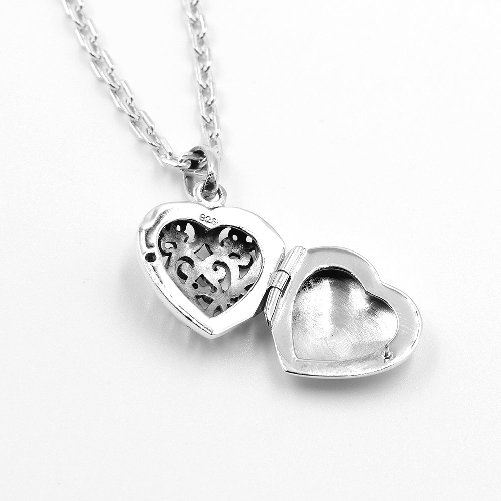 Silver Heart Filigree Jali Locket Pendant