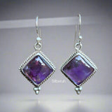 Amethyst Diamond Silver Earring