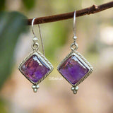 Amethyst Diamond Silver Earring