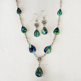 Abalone Flower Necklace & Earring Silver Set