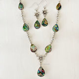 Abalone Silver Necklace & Earring Set