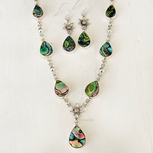 Abalone Silver Necklace & Earring Set