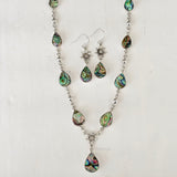 Abalone Silver Necklace & Earring Set