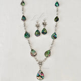 Abalone Silver Necklace & Earring Set