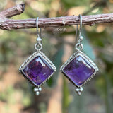 Amethyst Diamond Silver Earring