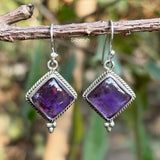 Amethyst Diamond Silver Earring