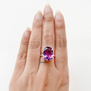 Amethyst Facetted Silver Ring