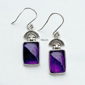 Amethyst Watermelon Silver Earring