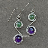 Amethyst & Green Aventurine Silver Earring