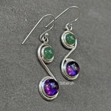 Amethyst & Green Aventurine Silver Earring