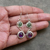 Amethyst & Green Aventurine Silver Earring