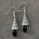 Bell Filigree Black Onyx Silver Earring