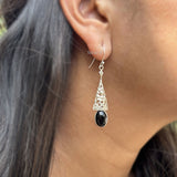 Bell Filigree Black Onyx Silver Earring