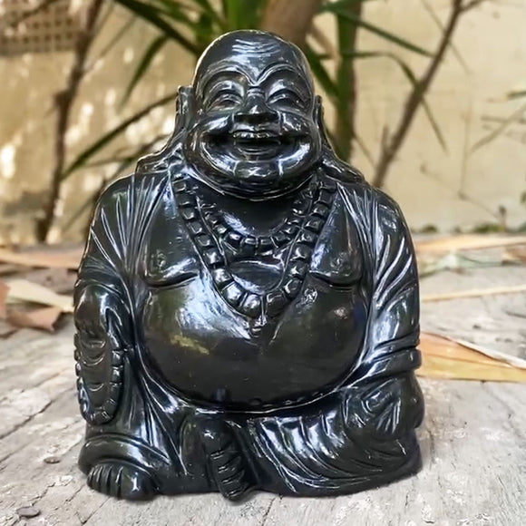 Black Agate Laughing Buddha