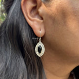 Black Onyx Hammered Silver Earring