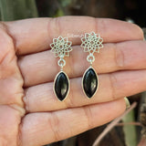 Black Onyx Sahasrara Chakra Silver Earring