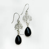 Black Onyx Tree of Life Silver Earring