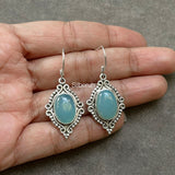 Blue Chalcedony Tribal Silver Earring