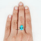 Blue Copper Turquoise Teardrop Silver Ring