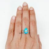 Blue Copper Turquoise Teardrop Silver Ring