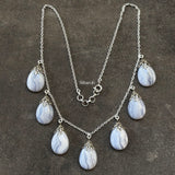 Blue Lace Agate Filigree Drop Silver Necklace