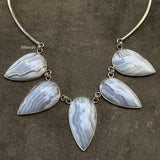 Blue Lace Agate Hasli Silver Necklace