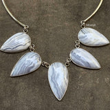 Blue Lace Agate Hasli Silver Necklace