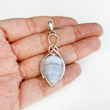 Blue Lace Agate Knot Silver Pendant