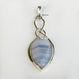 Blue Lace Agate Knot Silver Pendant