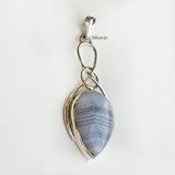 Blue Lace Agate Knot Silver Pendant