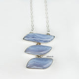 Blue Lace Agate Wave Silver Necklace