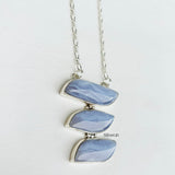 Blue Lace Agate Wave Silver Necklace