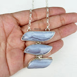 Blue Lace Agate Wave Silver Necklace