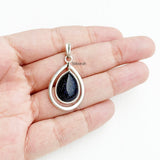 Blue Sunstone Silver Drop Pendant