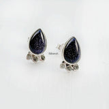 Blue Sunstone Teardrop Silver Stud