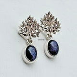 Blue Sunstone Tree Silver Earring