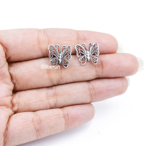 Butterfly Filigree Silver Stud