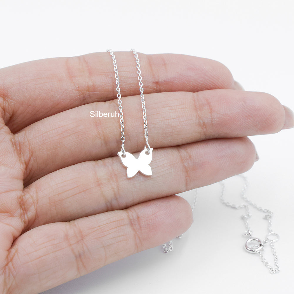Silver butterfly pendant necklace deals