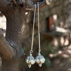 Chain Dholak Silver Earring