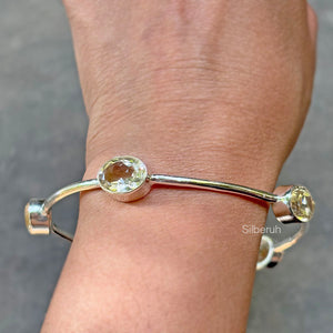 Citrine Facetted Silver Bangle