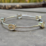 Citrine Facetted Silver Bangle