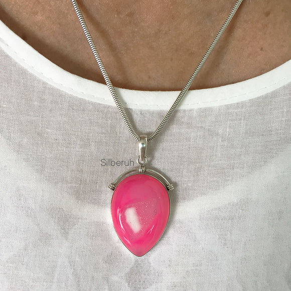 Druzy Pink Silver Pendant