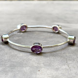 Facetted Amethyst Silver Bangle