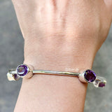 Facetted Amethyst Silver Bangle