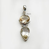 Facetted Citrine Drop Silver Pendant